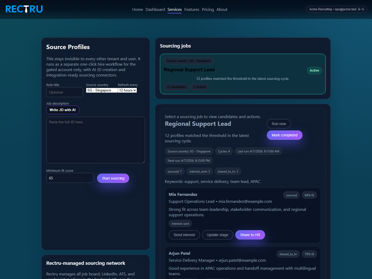 Source Profiles page